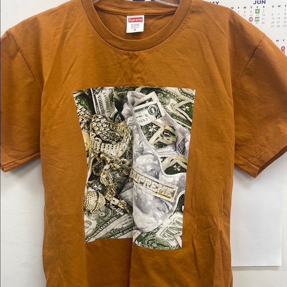 Supreme Rust Graphic Tee with Money Design